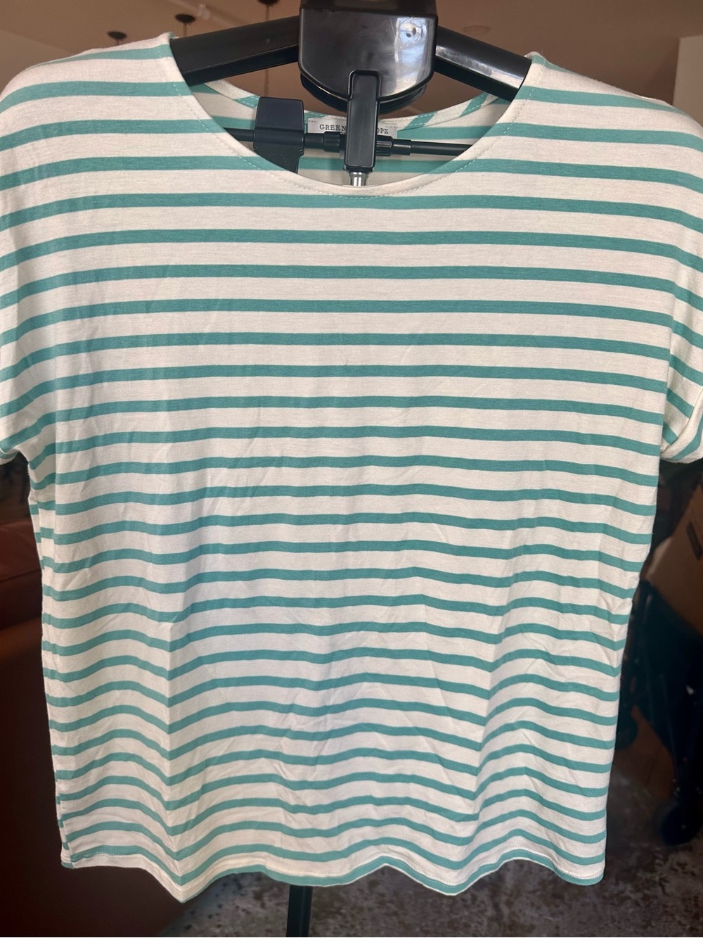 Women’s Cap Sleeve Tee , Pale Yellow and Sage.